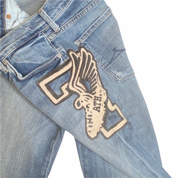 HTF: 7 For All Mankind® x Great China Wall ☻︎ 7 Leather Patch Standard Jeans ☻ - Picture 6 of 16